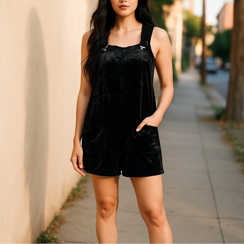 Skies Are Blue | Black Velvet Overalls - Boho Chic - NWT